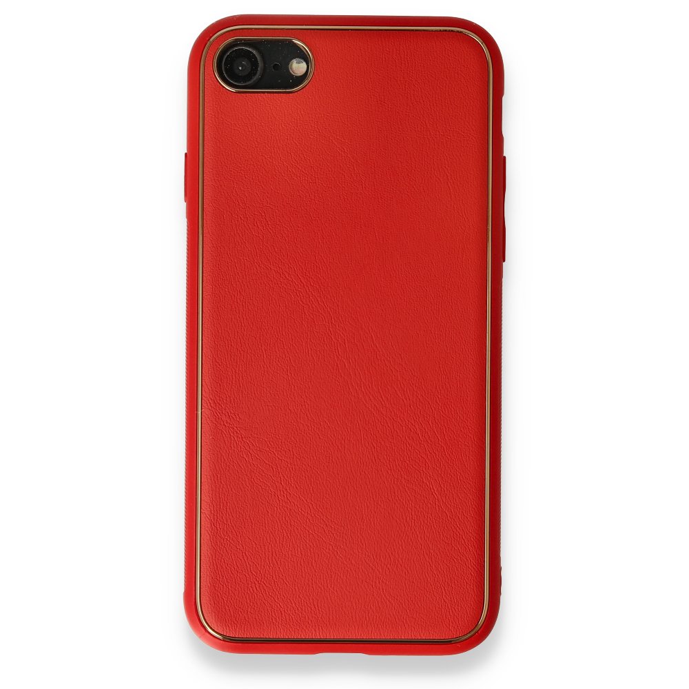 Newface iPhone 8 Kılıf Coco Deri Silikon Kapak - Kırmızı
