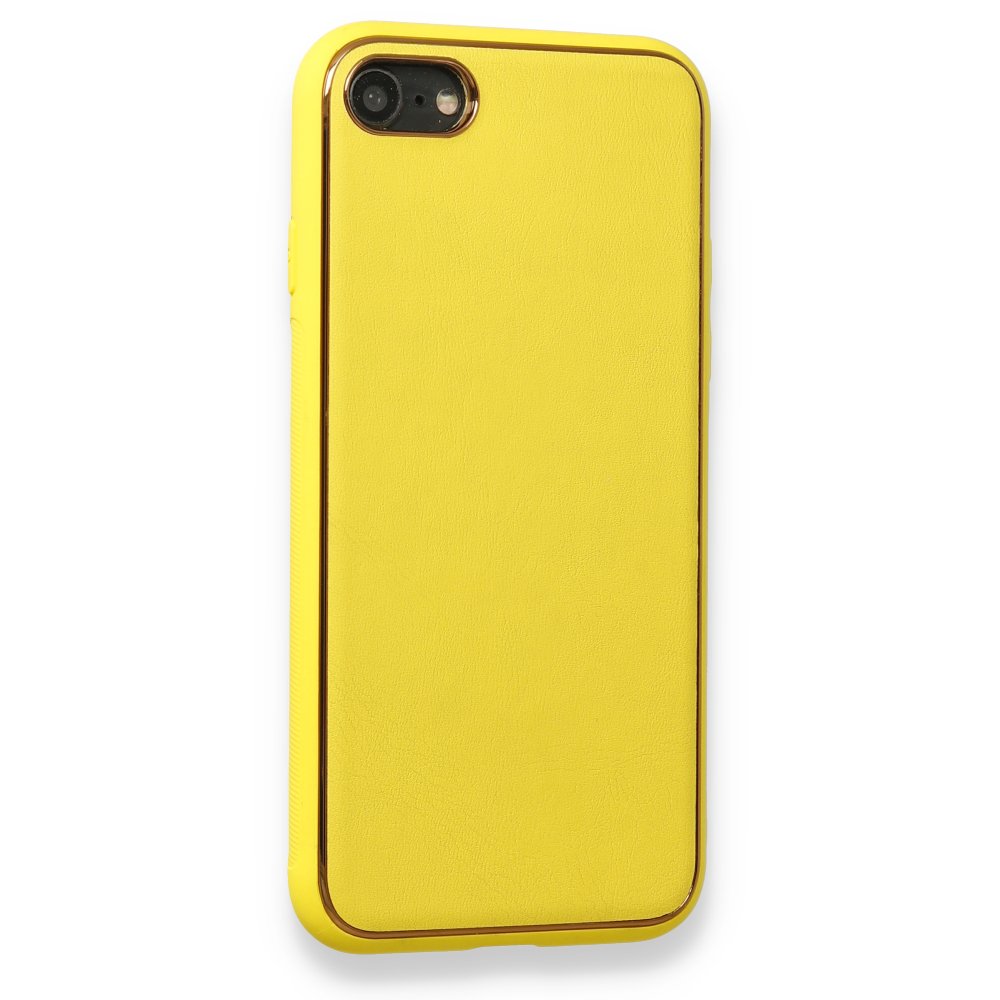 Newface iPhone 7 Kılıf Coco Deri Silikon Kapak - Sarı