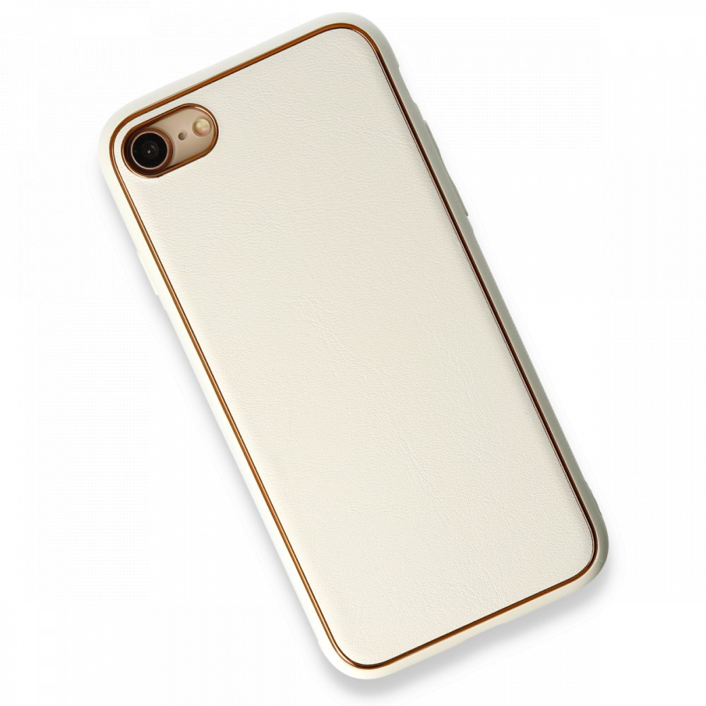 Newface iPhone 7 Kılıf Coco Deri Silikon Kapak - Beyaz