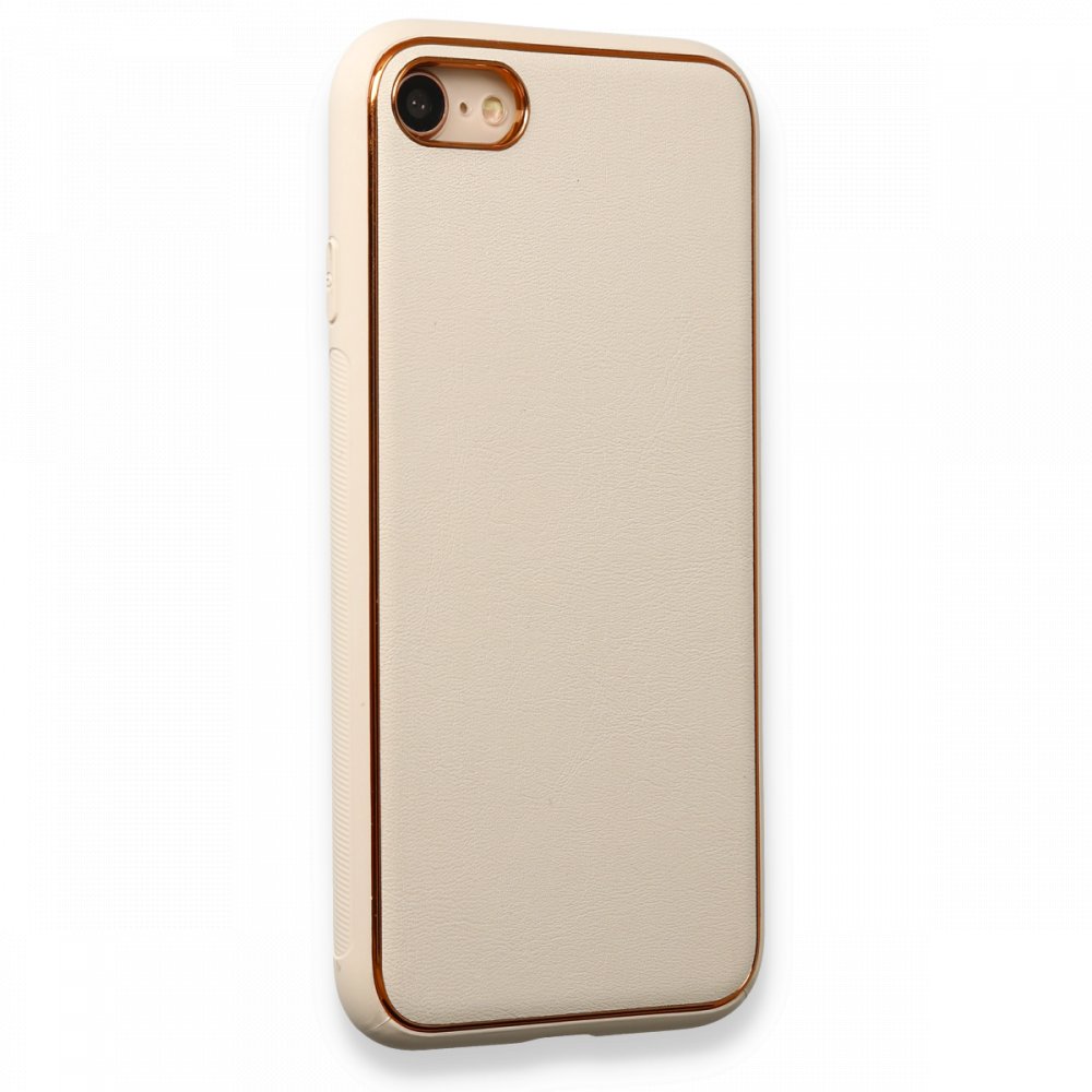Newface iPhone 7 Kılıf Coco Deri Silikon Kapak - Gold