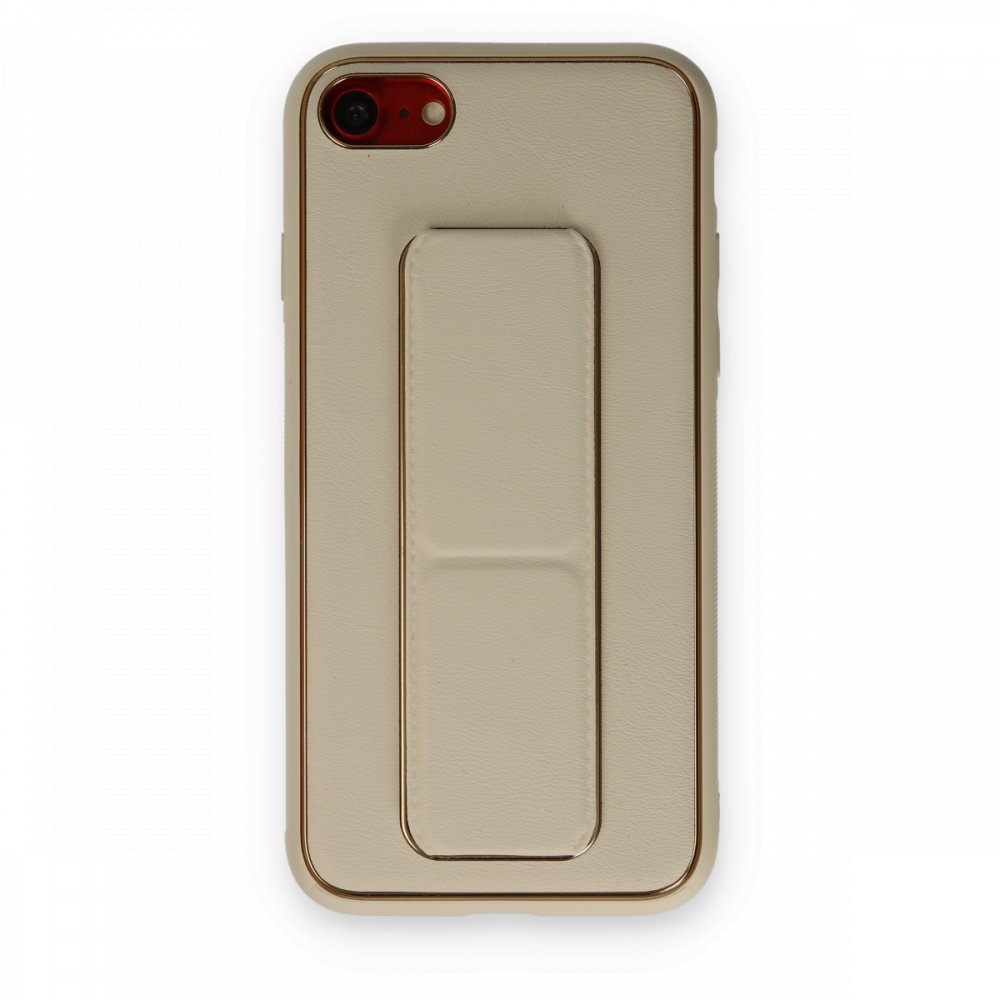 Newface iPhone 7 Kılıf Coco Deri Standlı Kapak - Gold