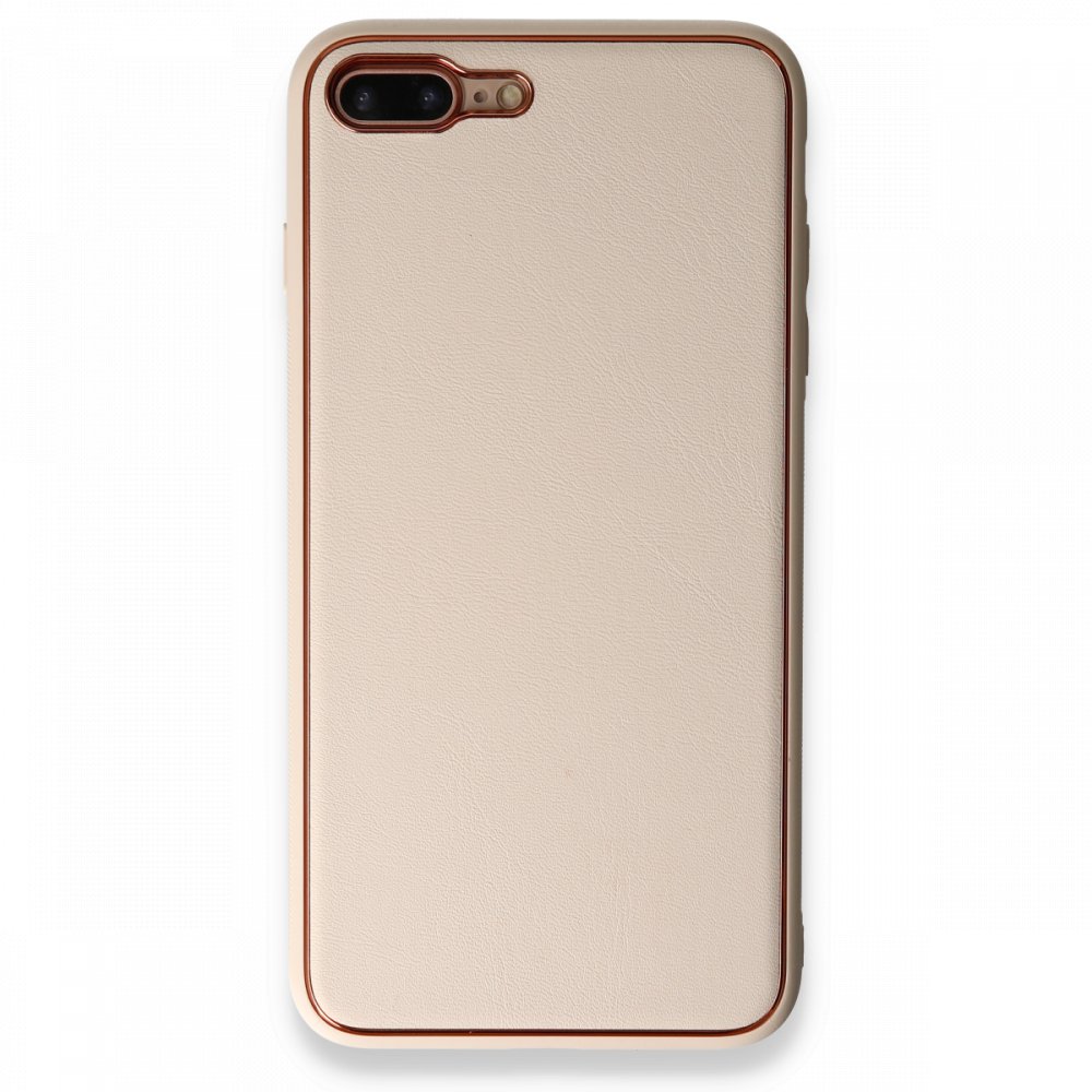 Newface iPhone 7 Plus Kılıf Coco Deri Silikon Kapak - Gold