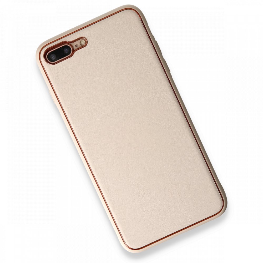 Newface iPhone 7 Plus Kılıf Coco Deri Silikon Kapak - Gold