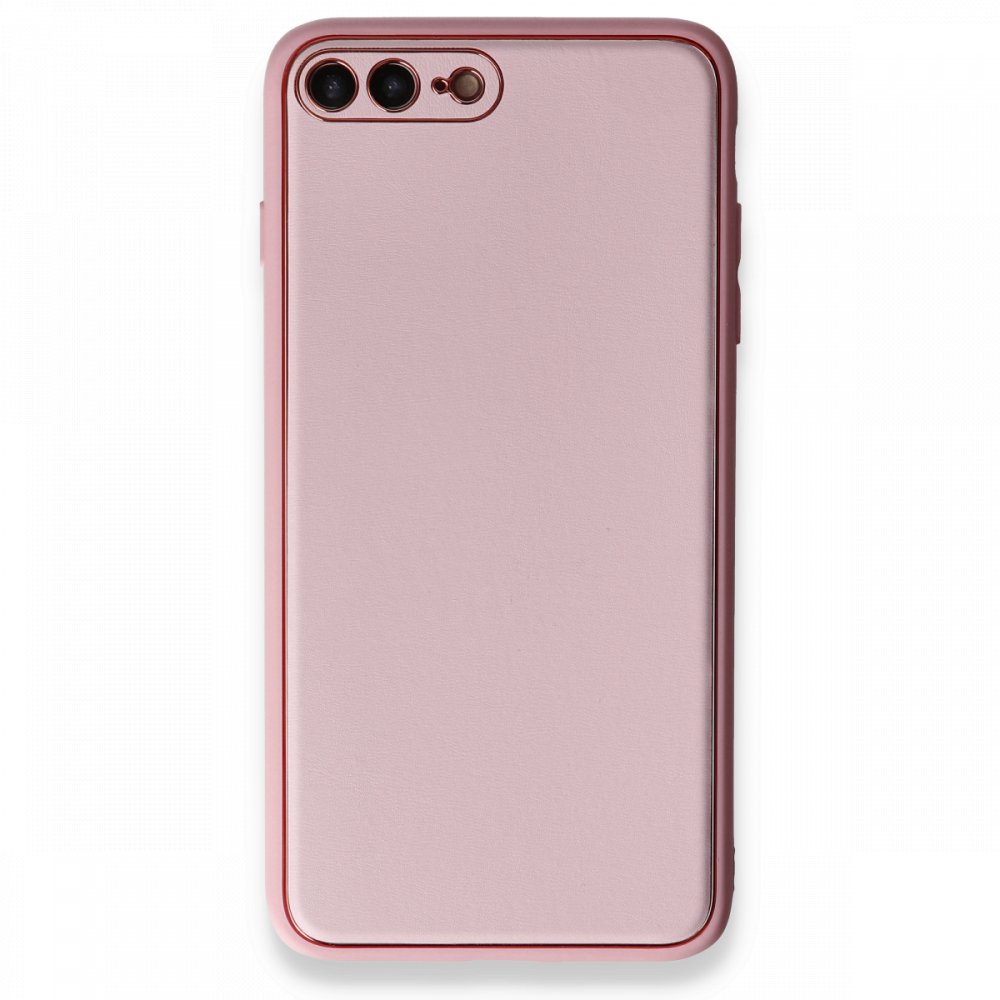 Newface iPhone 7 Plus Kılıf Coco Deri Silikon Kapak - Pudra