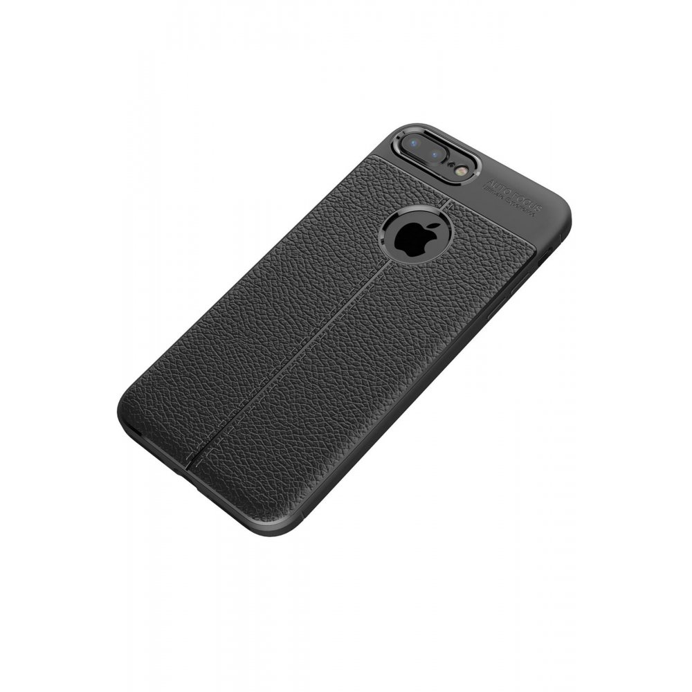 Newface iPhone 7 Plus Kılıf Focus Derili Silikon - Siyah