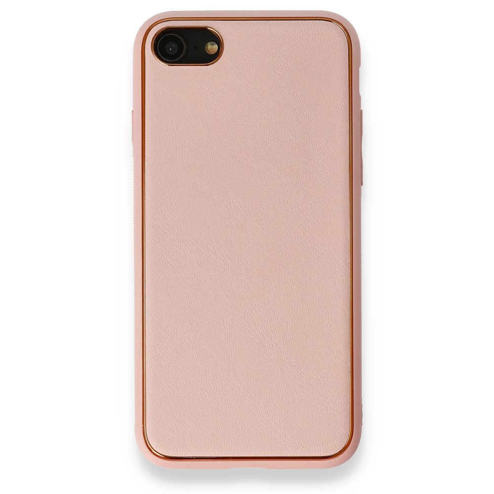 Newface iPhone 8 Kılıf Coco Deri Silikon Kapak - Pembe