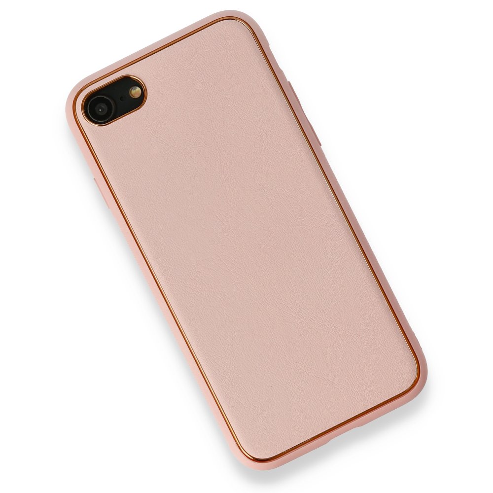 Newface iPhone 8 Kılıf Coco Deri Silikon Kapak - Pembe