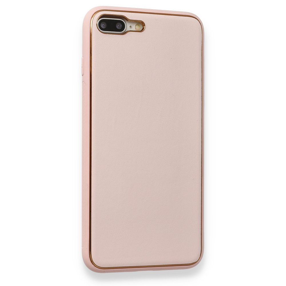 Newface iPhone 8 Plus Kılıf Coco Deri Silikon Kapak - Pembe