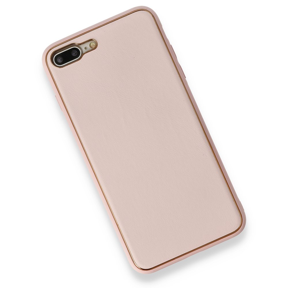 Newface iPhone 8 Plus Kılıf Coco Deri Silikon Kapak - Pembe