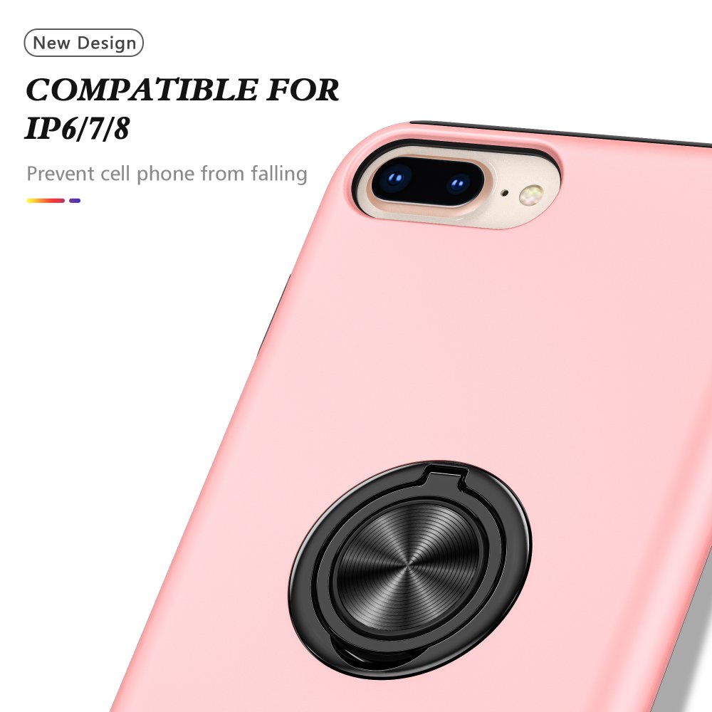 Newface iPhone 8 Plus Kılıf Elit Yüzüklü Kapak - Pembe