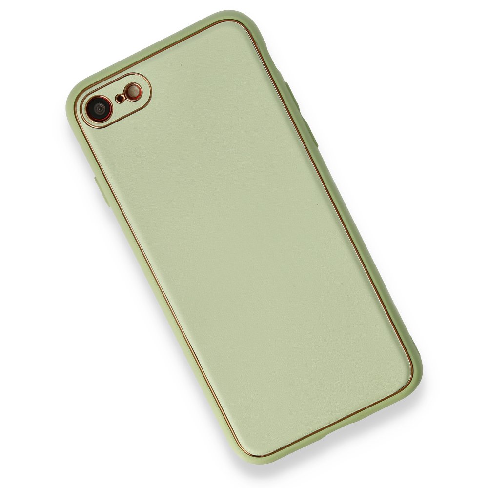 Newface iPhone SE 2020 Kılıf Coco Deri Silikon Kapak - Açık Yeşil
