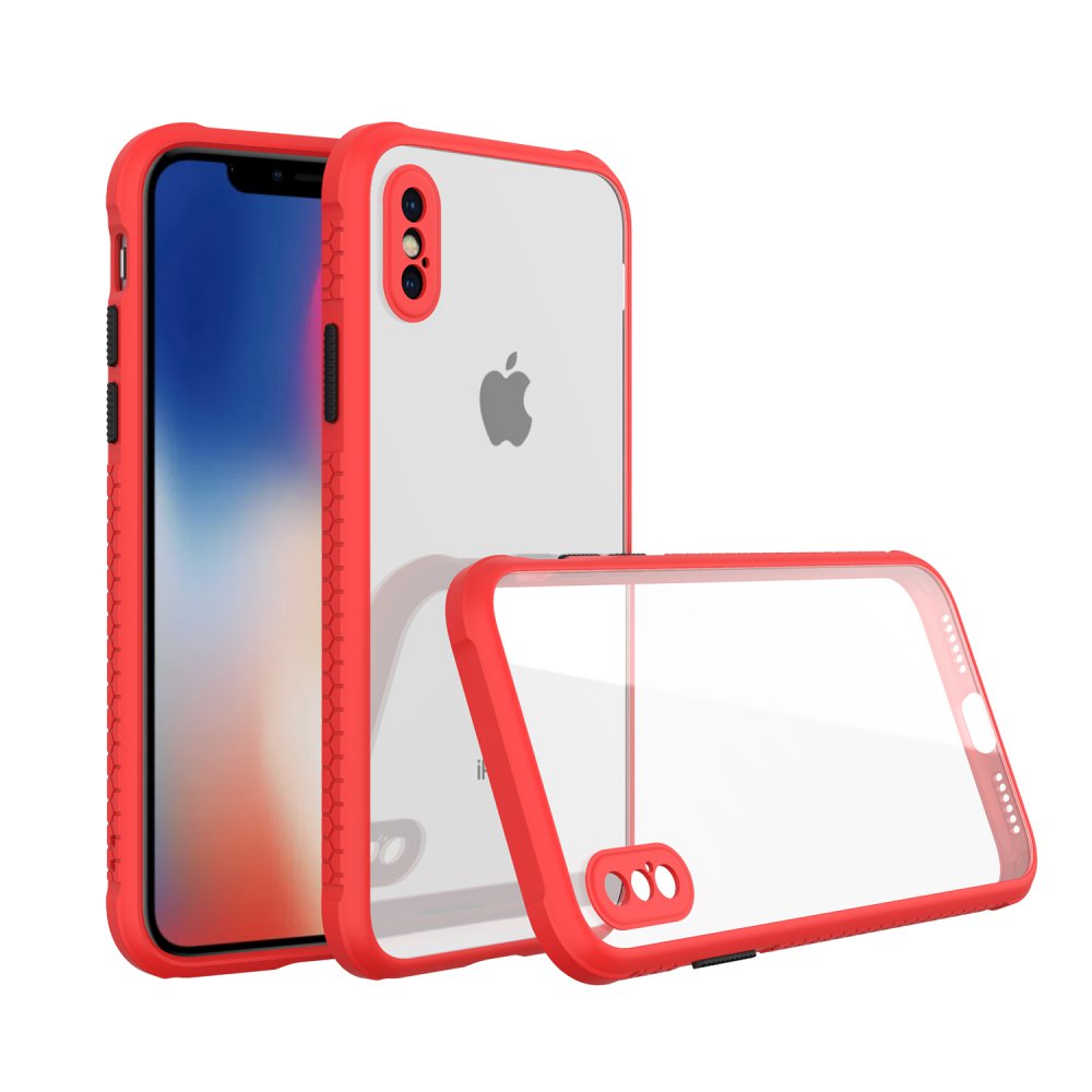 Newface iPhone XS Kılıf Miami Şeffaf Silikon - Kırmızı