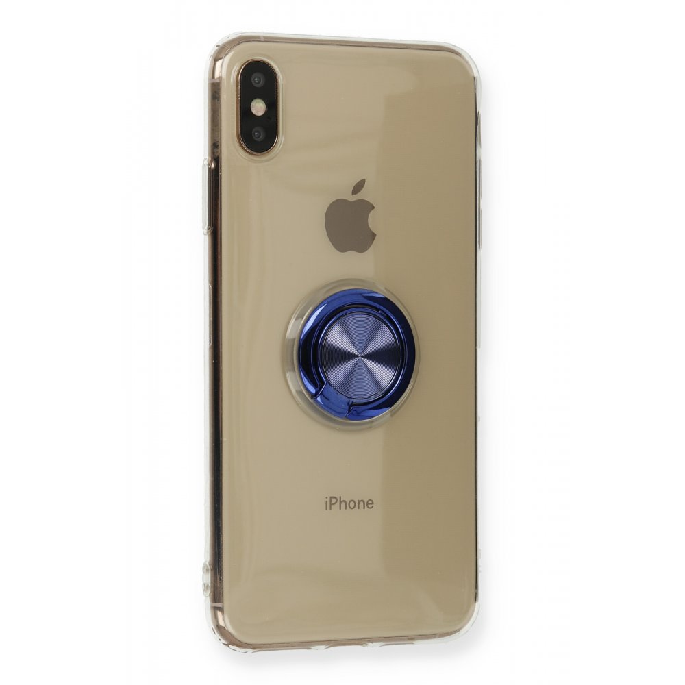 Newface iPhone XS Kılıf Gros Yüzüklü Silikon - Mavi