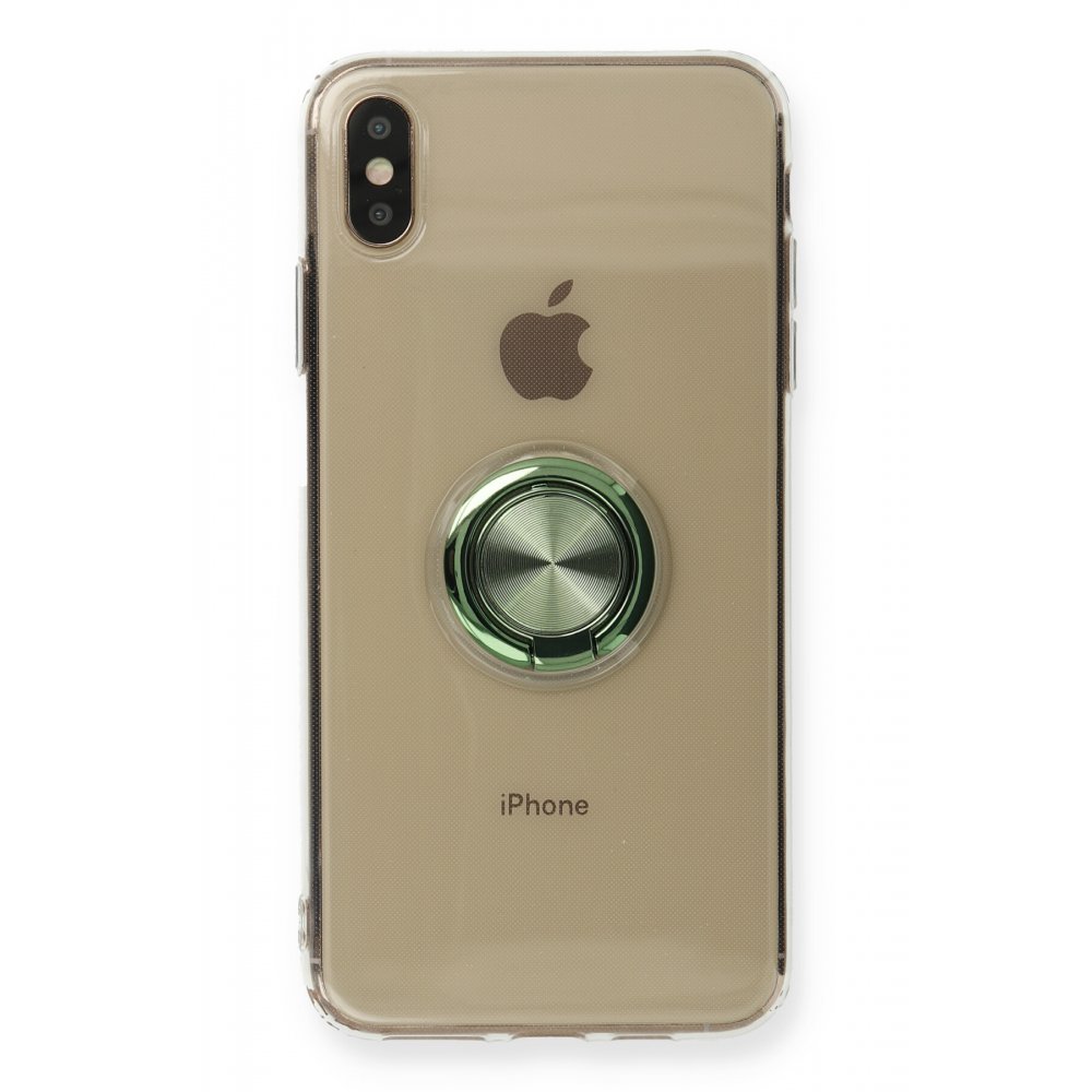 Newface iPhone XS Kılıf Gros Yüzüklü Silikon - Yeşil