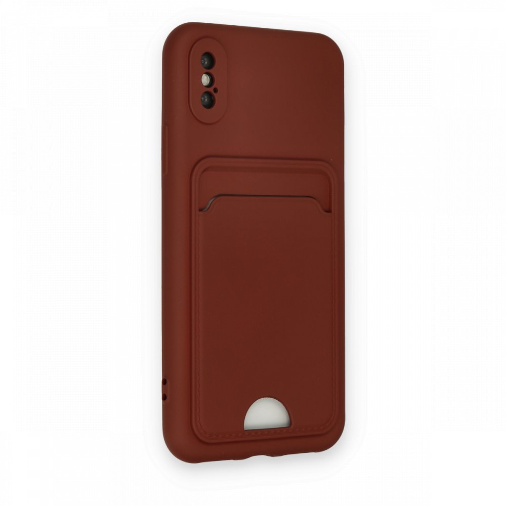 Newface iPhone XS Kılıf Kelvin Kartvizitli Silikon - Bordo