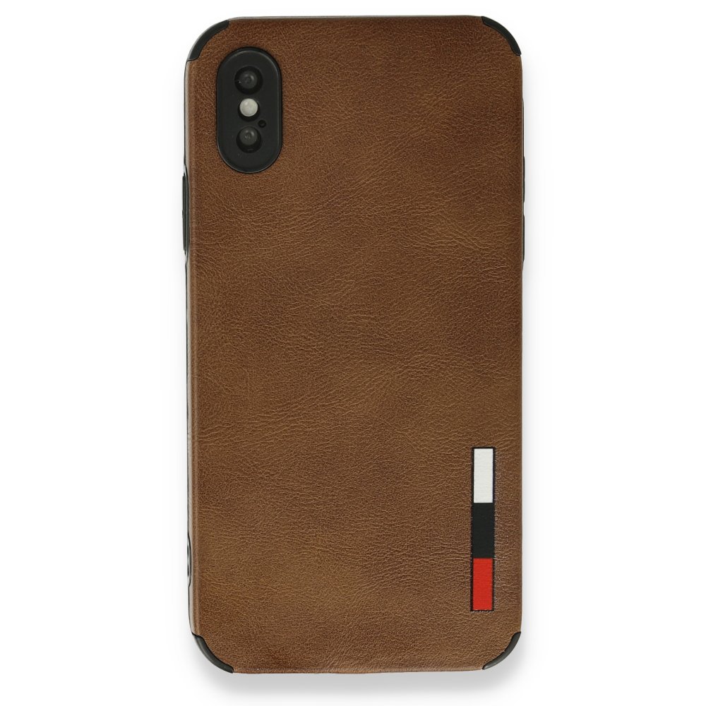 Newface iPhone XS Kılıf Loop Deri Silikon - Kahverengi