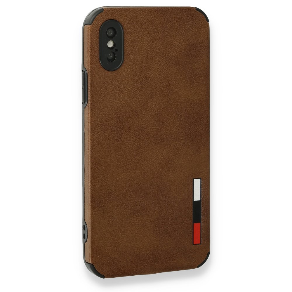 Newface iPhone XS Kılıf Loop Deri Silikon - Kahverengi