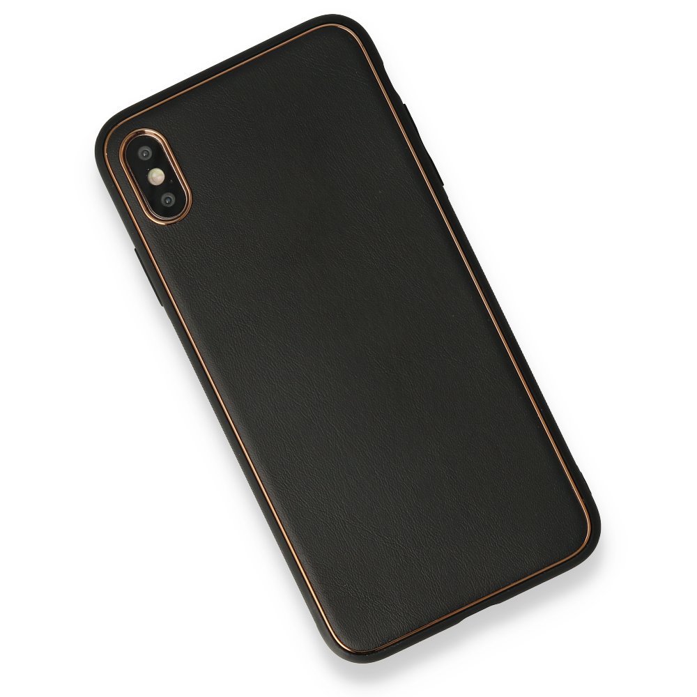 Newface iPhone XS Max Kılıf Coco Deri Silikon Kapak - Siyah