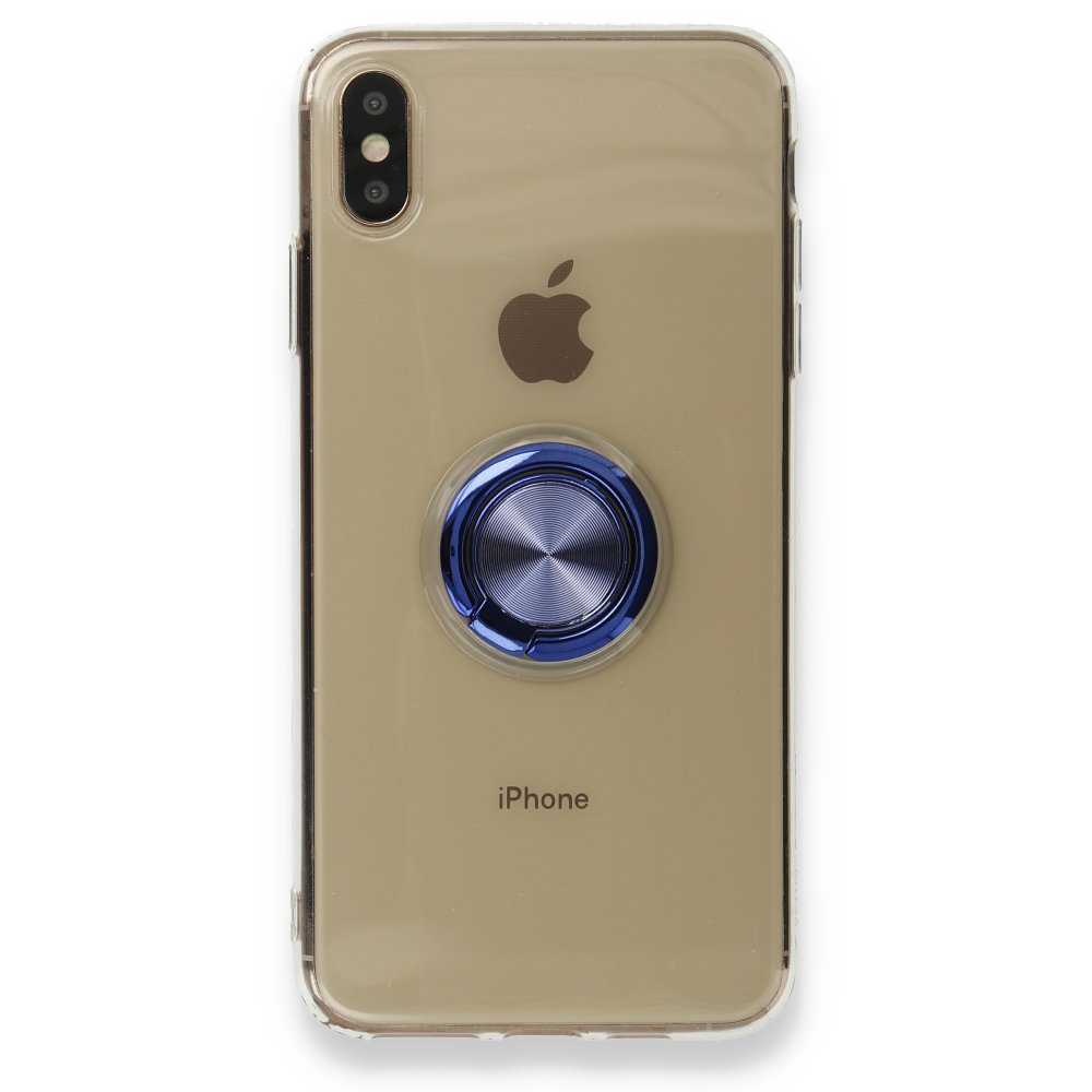 Newface iPhone XS Max Kılıf Gros Yüzüklü Silikon - Mavi