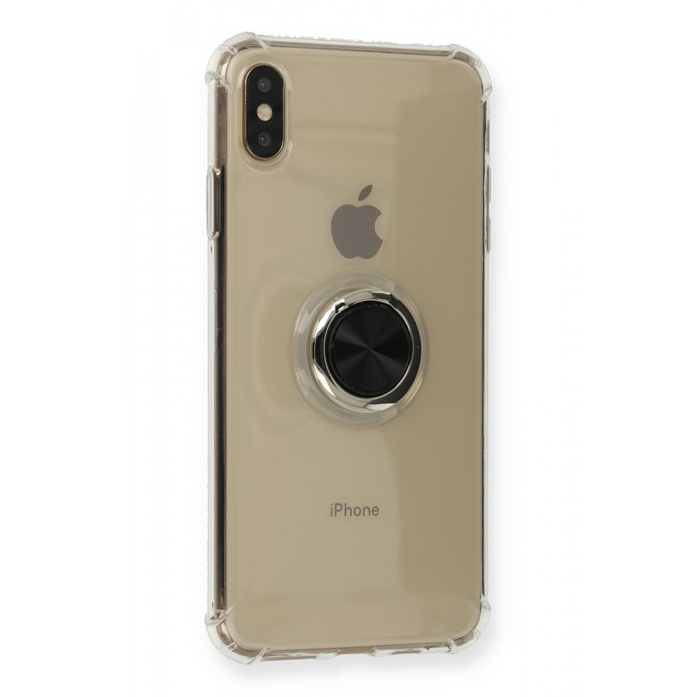 Newface iPhone XS Max Kılıf Gros Yüzüklü Silikon - Siyah