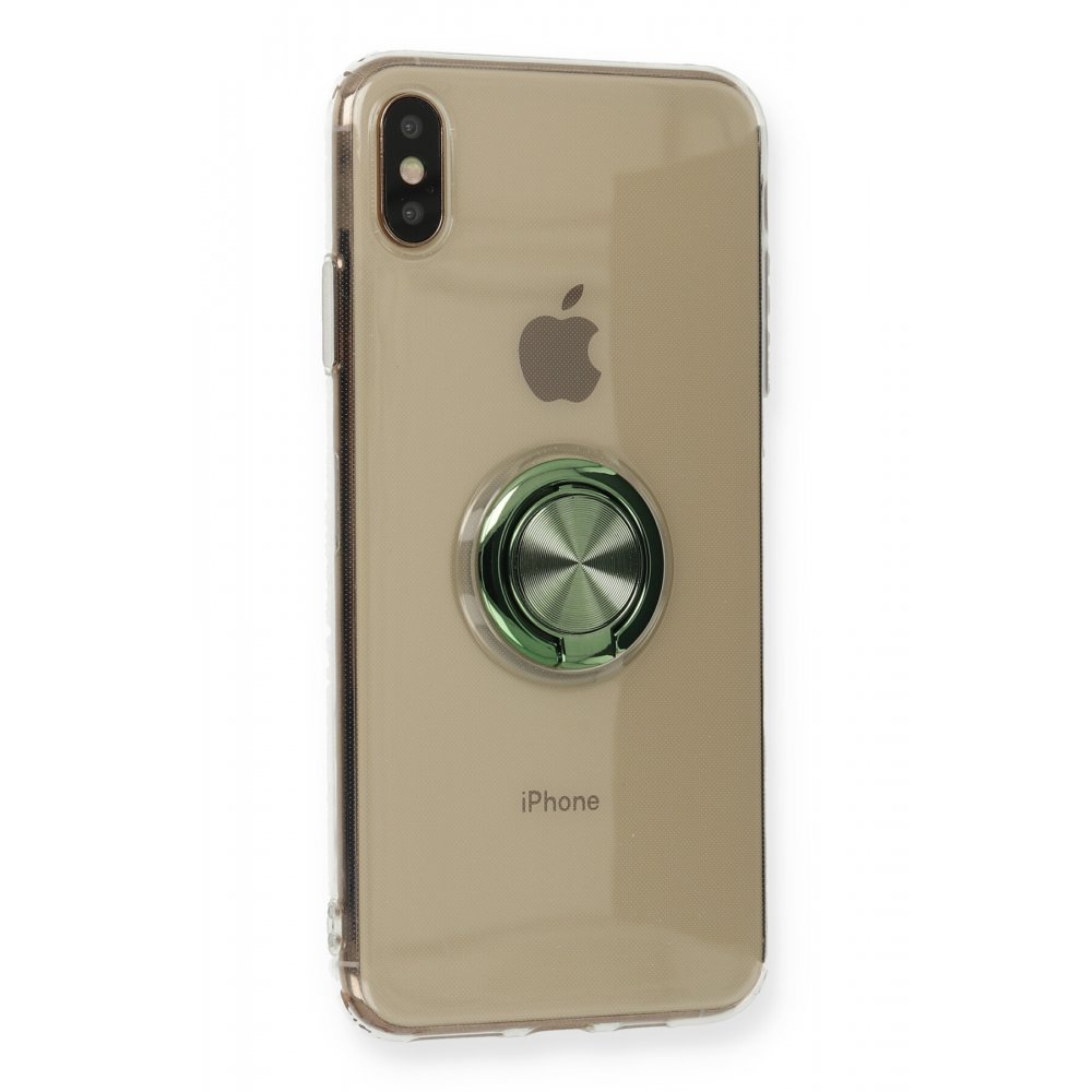 Newface iPhone XS Max Kılıf Gros Yüzüklü Silikon - Yeşil