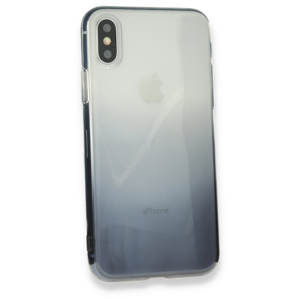 Newface iPhone XS Kılıf Lüx Çift Renkli Silikon - Siyah