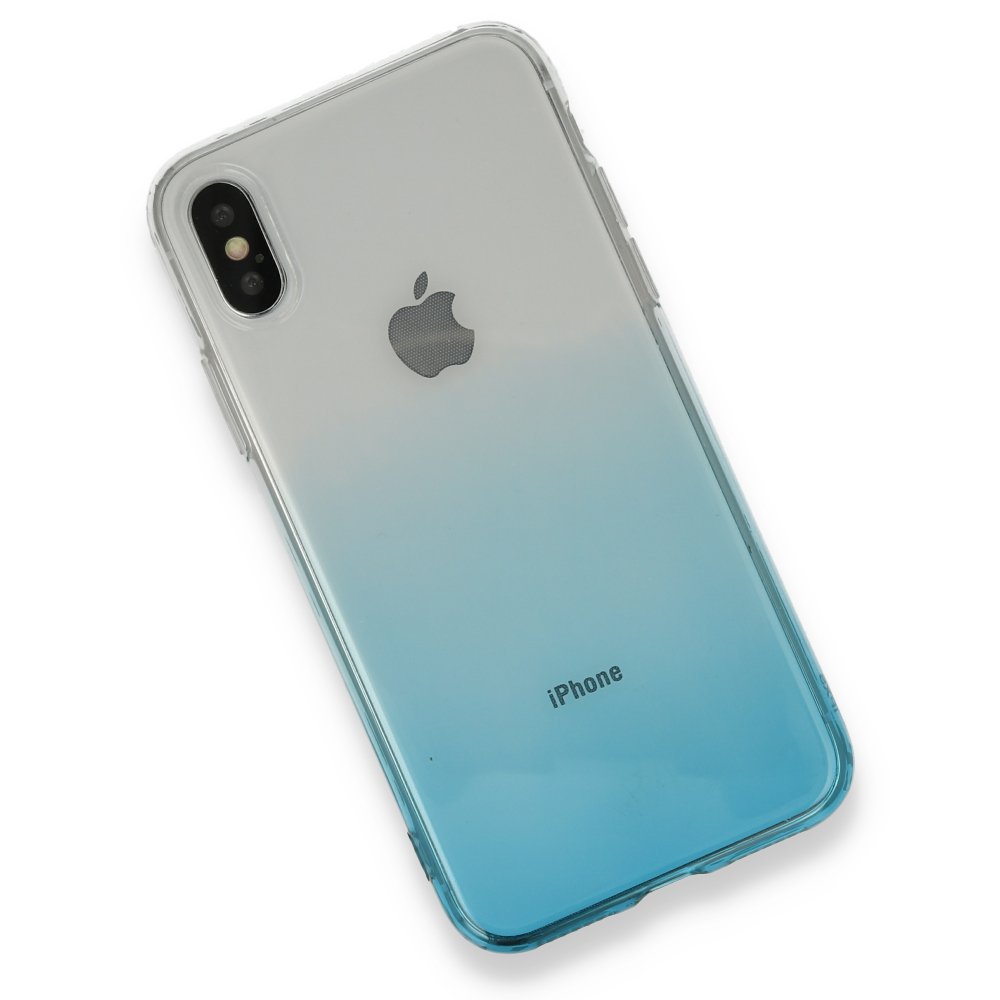 Newface iPhone XS Max Kılıf Lüx Çift Renkli Silikon - Turkuaz