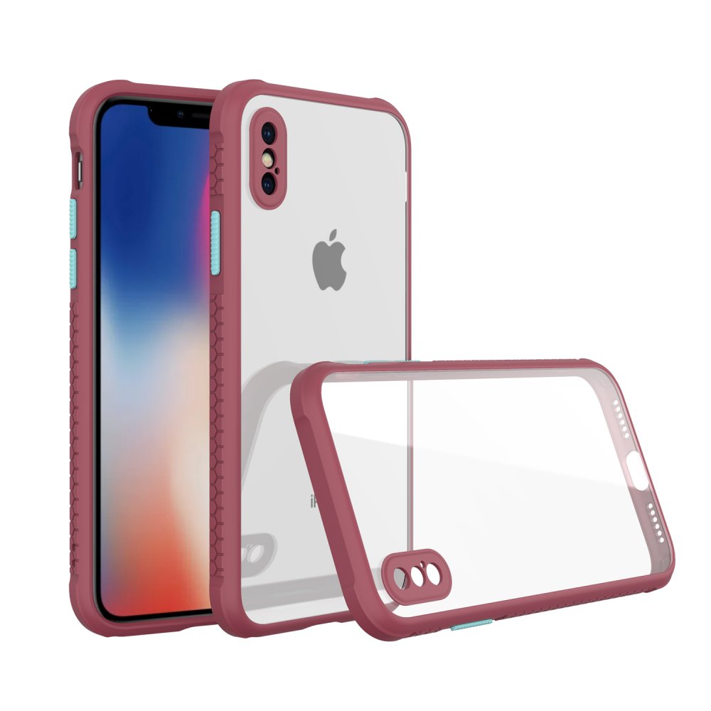 Newface iPhone XS Max Kılıf Miami Şeffaf Silikon - Fuşya