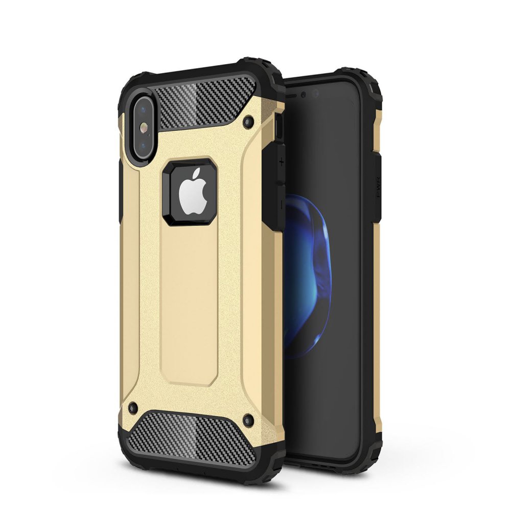 Newface iPhone XS Kılıf Tank Silikon Kapak - Gold