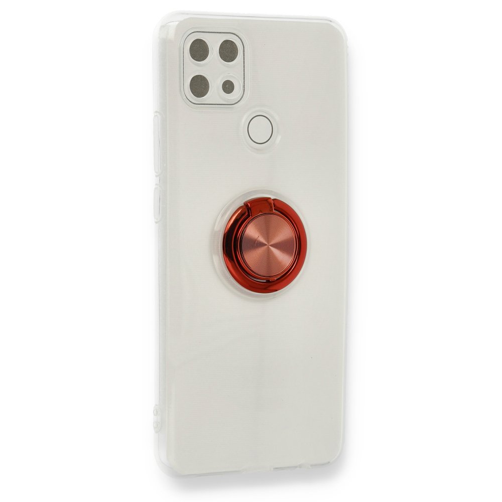 Newface Oppo A15 Kılıf Gros Yüzüklü Silikon - Kırmızı