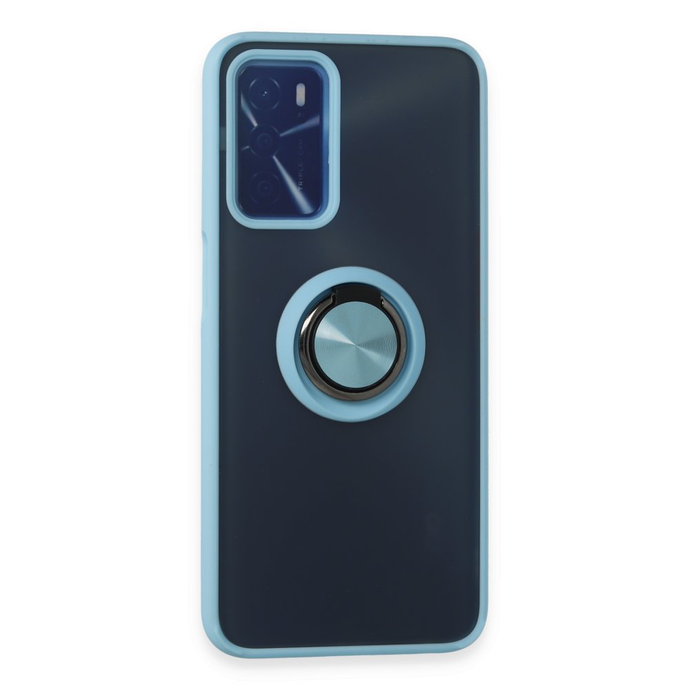 Newface Oppo A55 Kılıf Montreal Yüzüklü Silikon Kapak - Buz Mavi