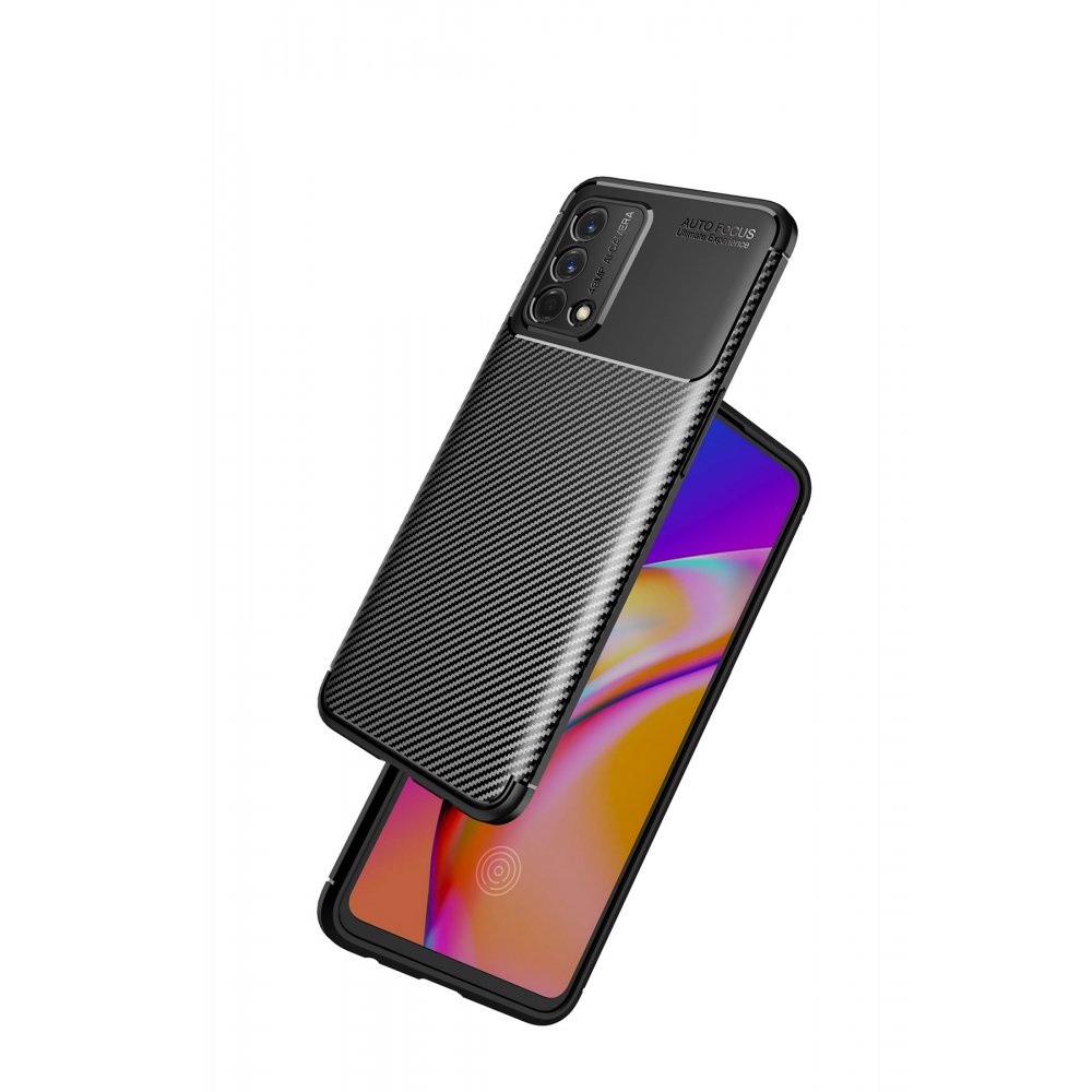 Newface Oppo A74 4G Kılıf Focus Karbon Silikon - Kahverengi