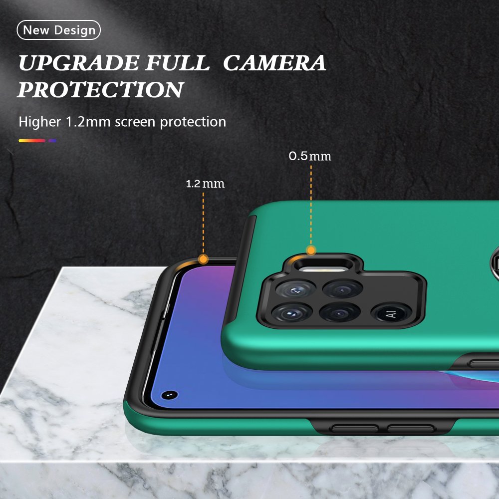 Newface Oppo Reno 5 Lite Kılıf Elit Yüzüklü Kapak - Yeşil