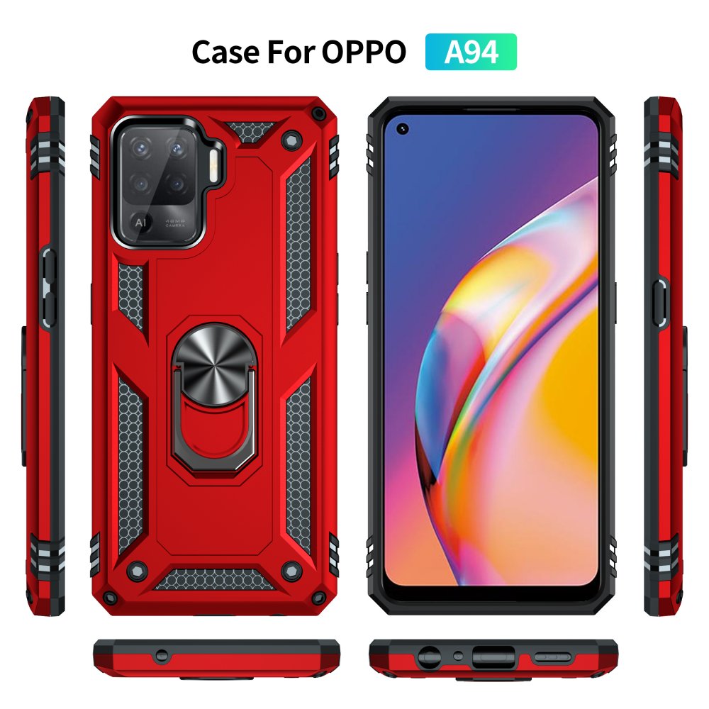 Newface Oppo Reno 5 Lite Kılıf Sofya Yüzüklü Silikon Kapak - Kırmızı