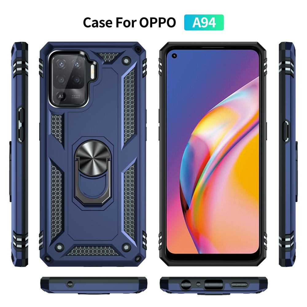 Newface Oppo Reno 5 Lite Kılıf Sofya Yüzüklü Silikon Kapak - Lacivert