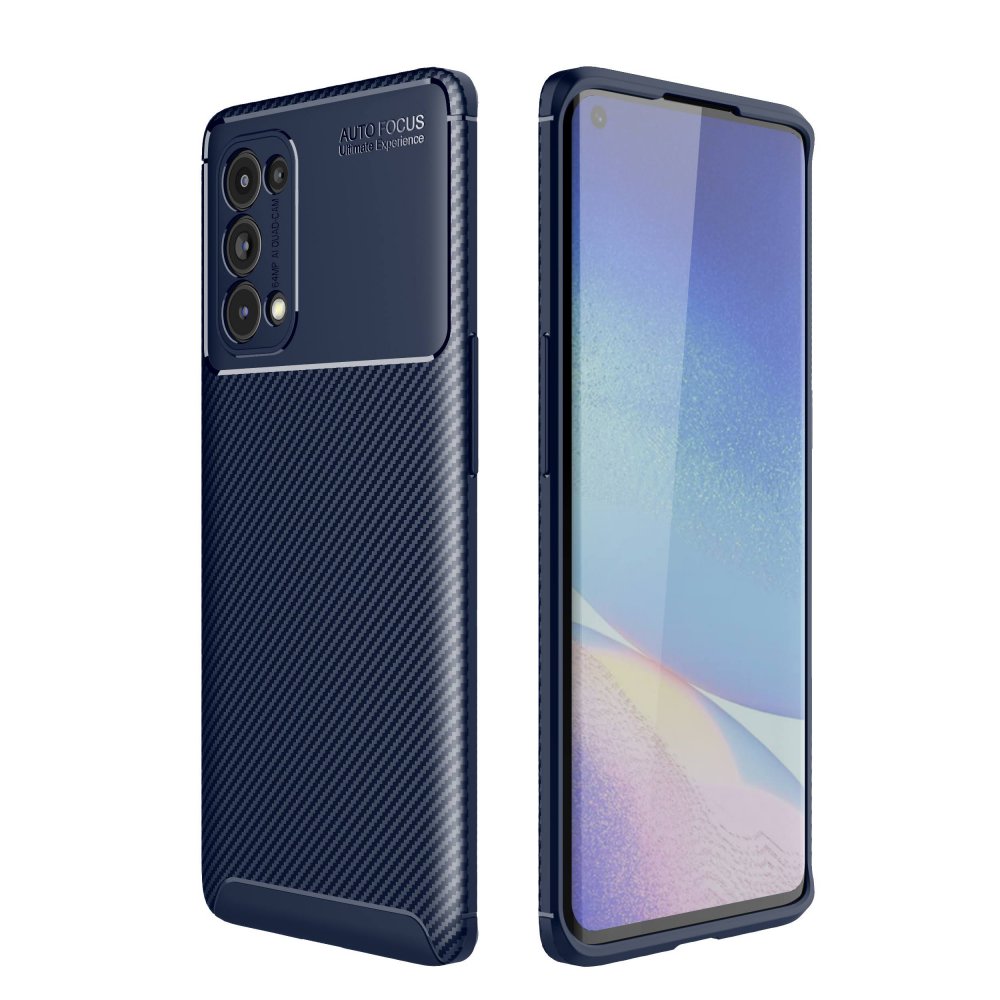 Newface Oppo Reno 5 Pro Kılıf Auto Focus Karbon Kapak - Lacivert