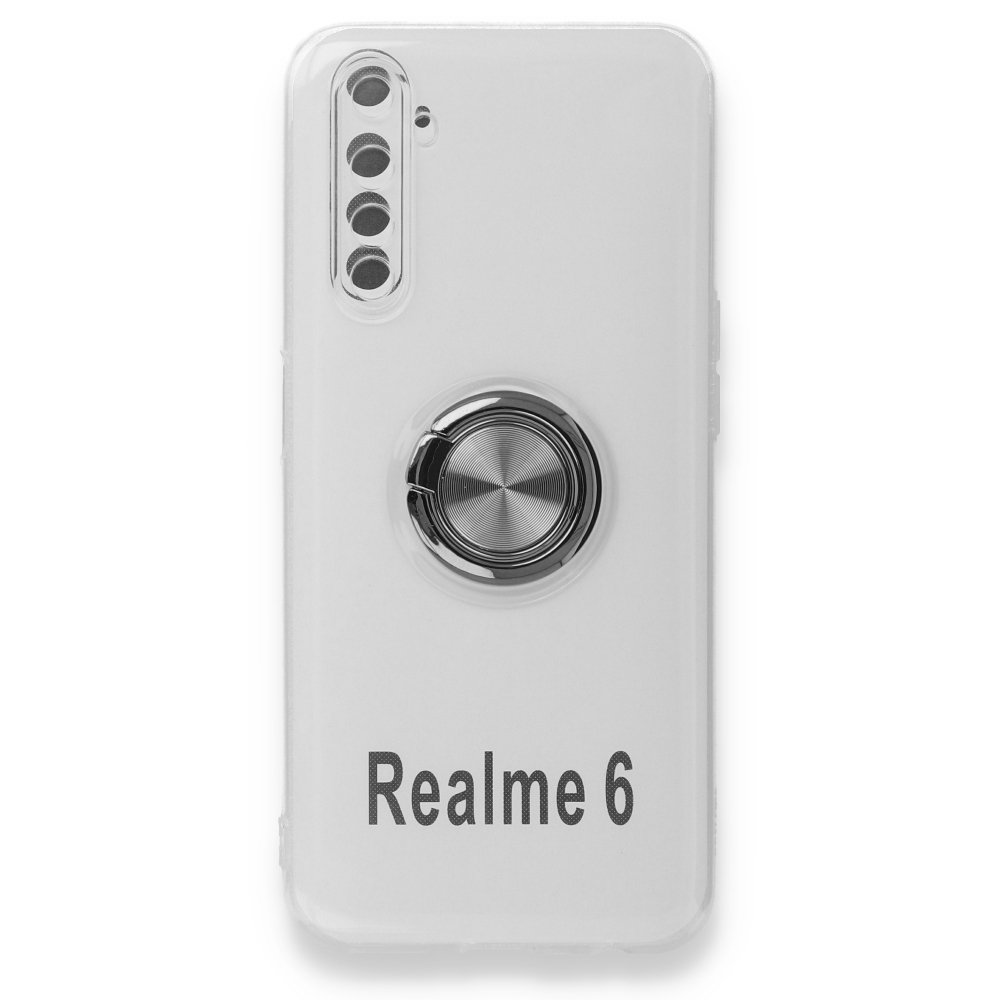 Newface Realme 6 Kılıf Gros Yüzüklü Silikon - Siyah