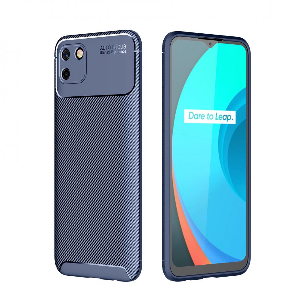 Newface Realme C11 Kılıf Auto Focus Karbon Kapak - Lacivert