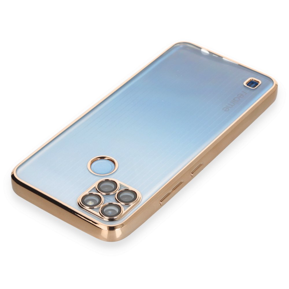 Newface Realme C25Y Kılıf Razer Lensli Silikon - Gold