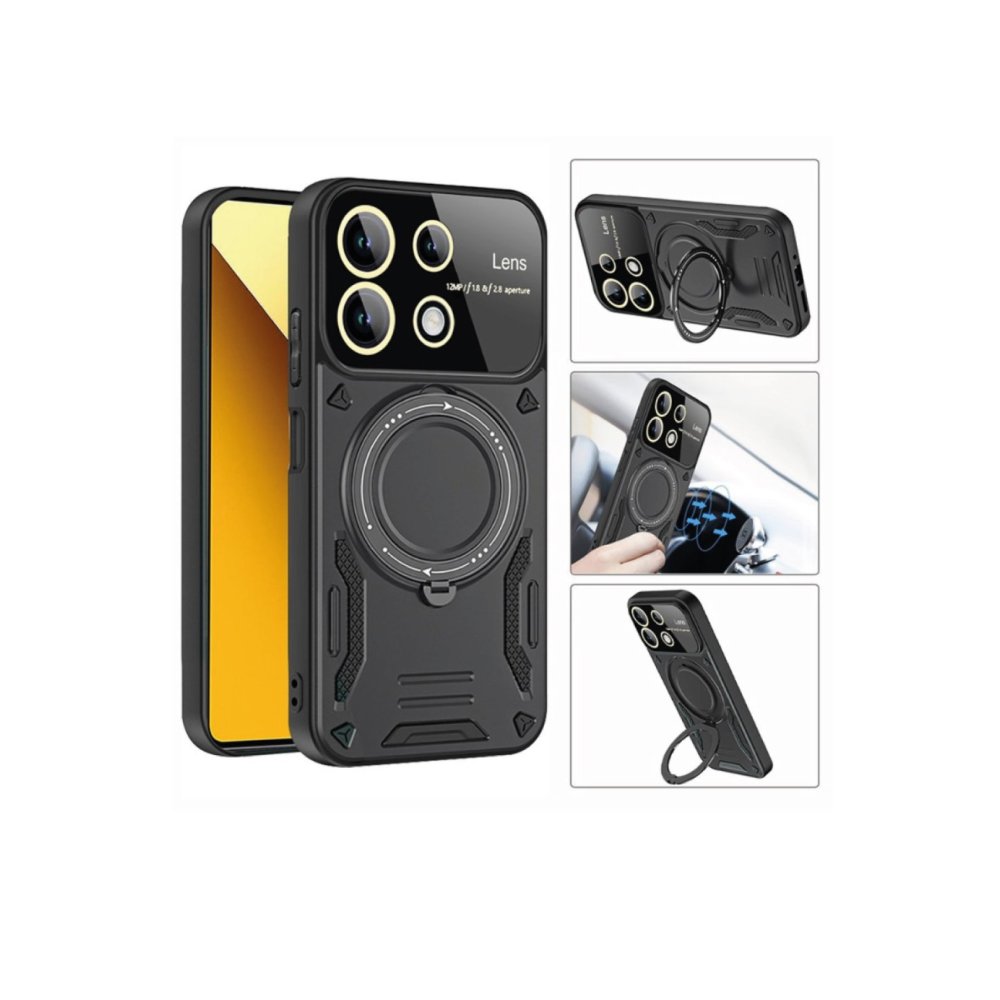 Newface Realme C55 Kılıf Joy Lens Standlı Kapak - Siyah