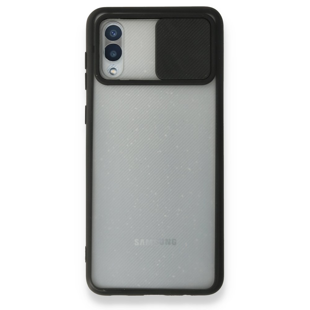 Newface Samsung Galaxy A02 Kılıf Palm Buzlu Kamera Sürgülü Silikon - Siyah