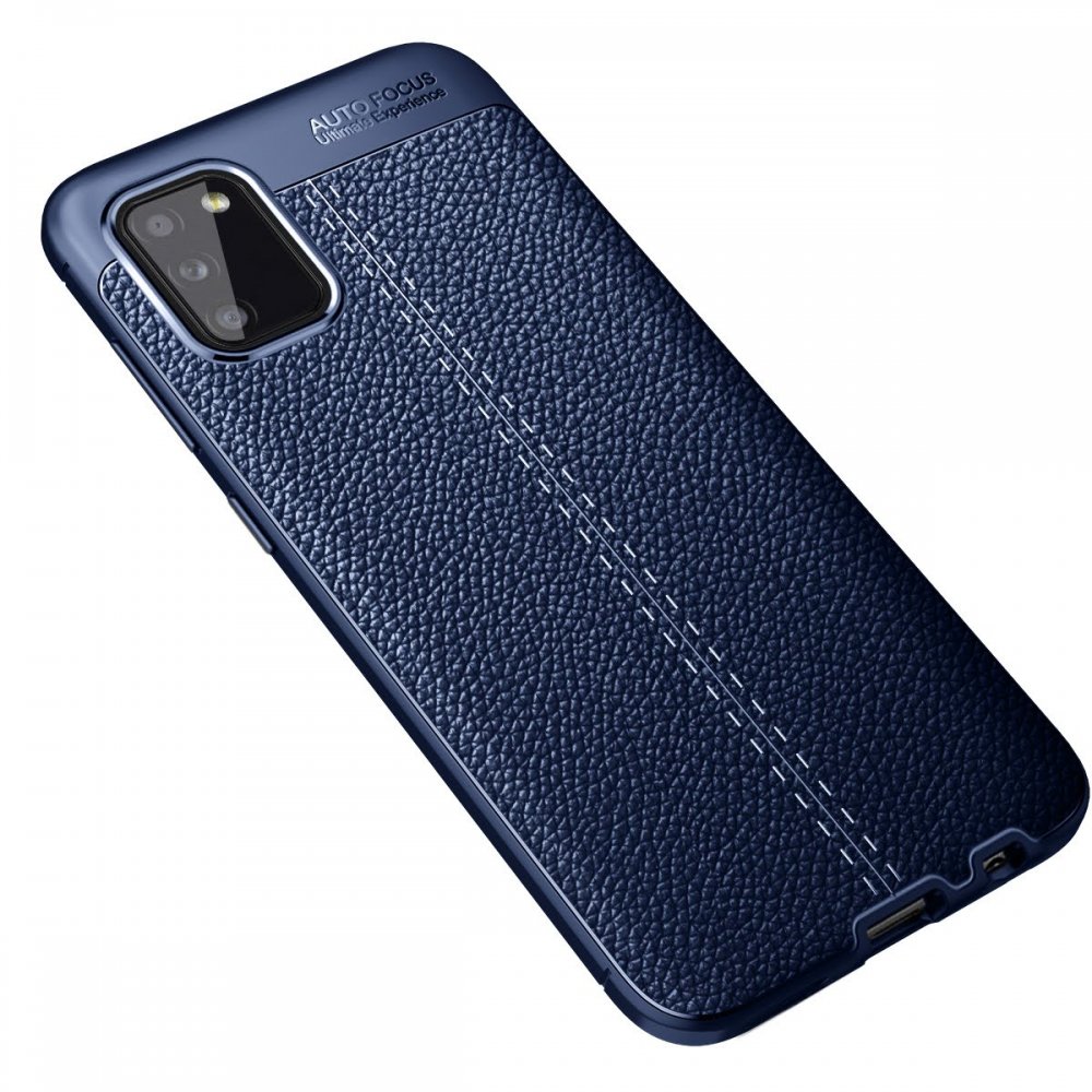 Newface Samsung Galaxy A02S Kılıf Focus Derili Silikon - Lacivert