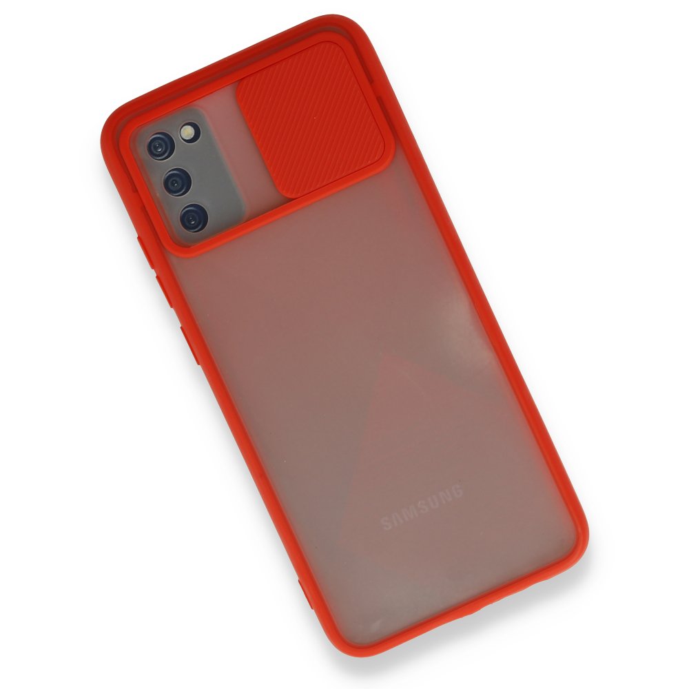 Newface Samsung Galaxy A03S Kılıf Palm Buzlu Kamera Sürgülü Silikon - Kırmızı