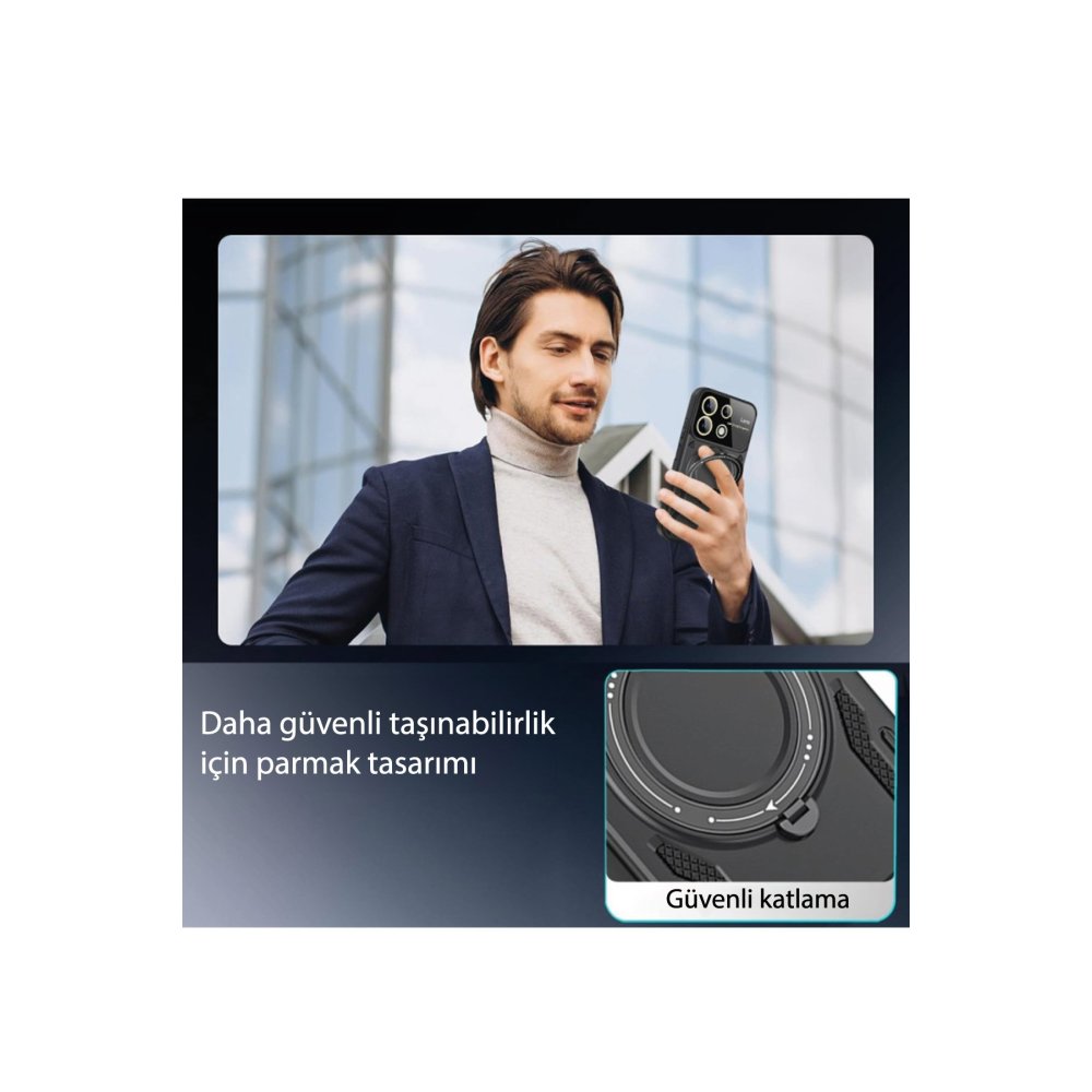 Newface Samsung Galaxy A05 Kılıf Joy Lens Standlı Kapak - Lacivert