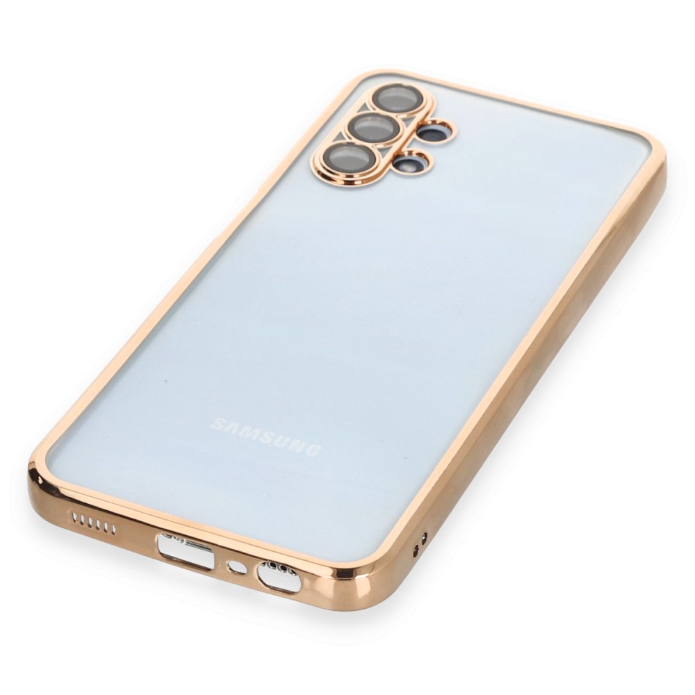 Newface Samsung Galaxy A13 4G Kılıf Razer Lensli Silikon - Gold