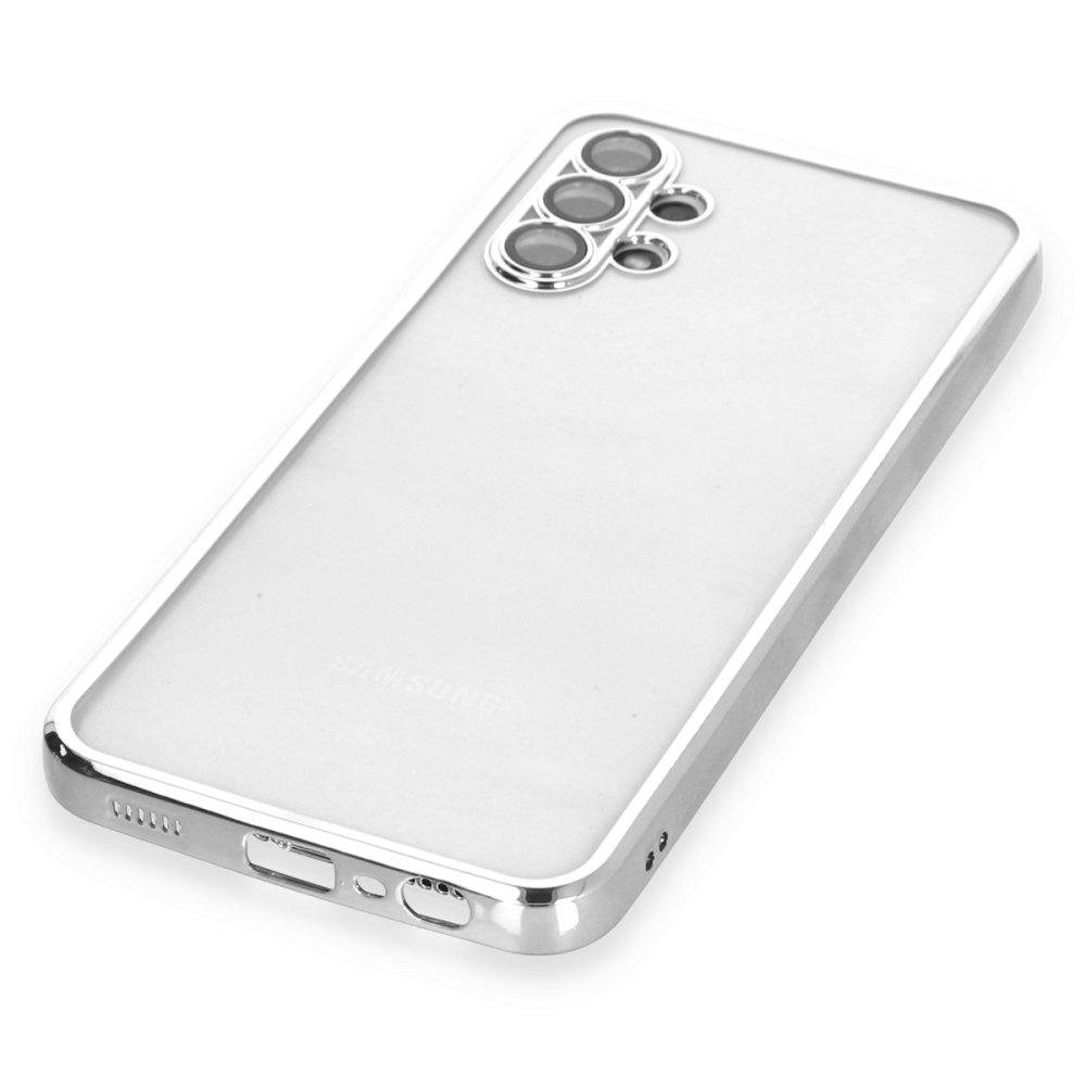 Newface Samsung Galaxy A13 4G Kılıf Razer Lensli Silikon - Gümüş