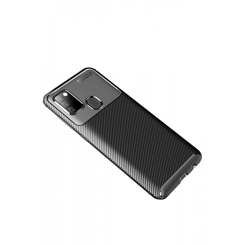 Newface Samsung Galaxy A21S Kılıf Focus Karbon Silikon - Siyah