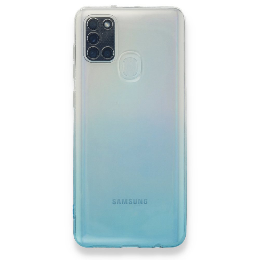 Newface Samsung Galaxy A21S Kılıf Lüx Çift Renkli Silikon - Turkuaz