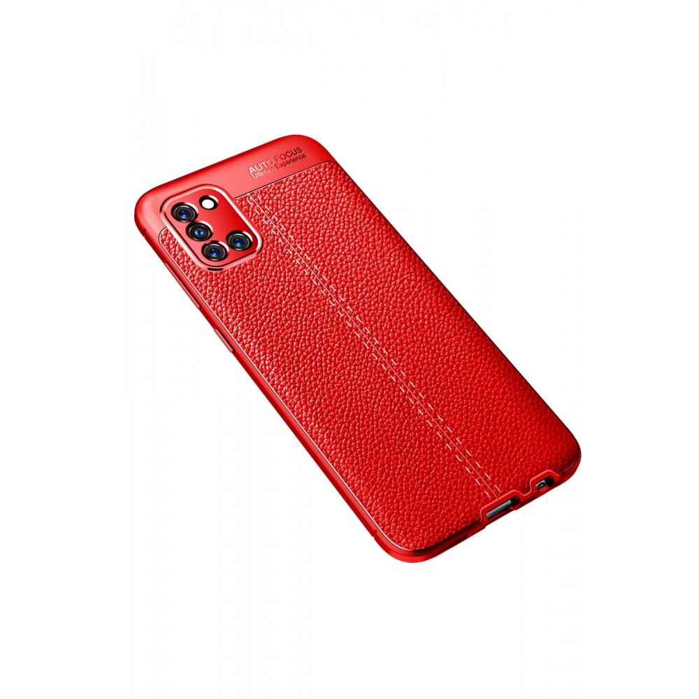 Newface Samsung Galaxy A31 Kılıf Focus Derili Silikon - Kırmızı