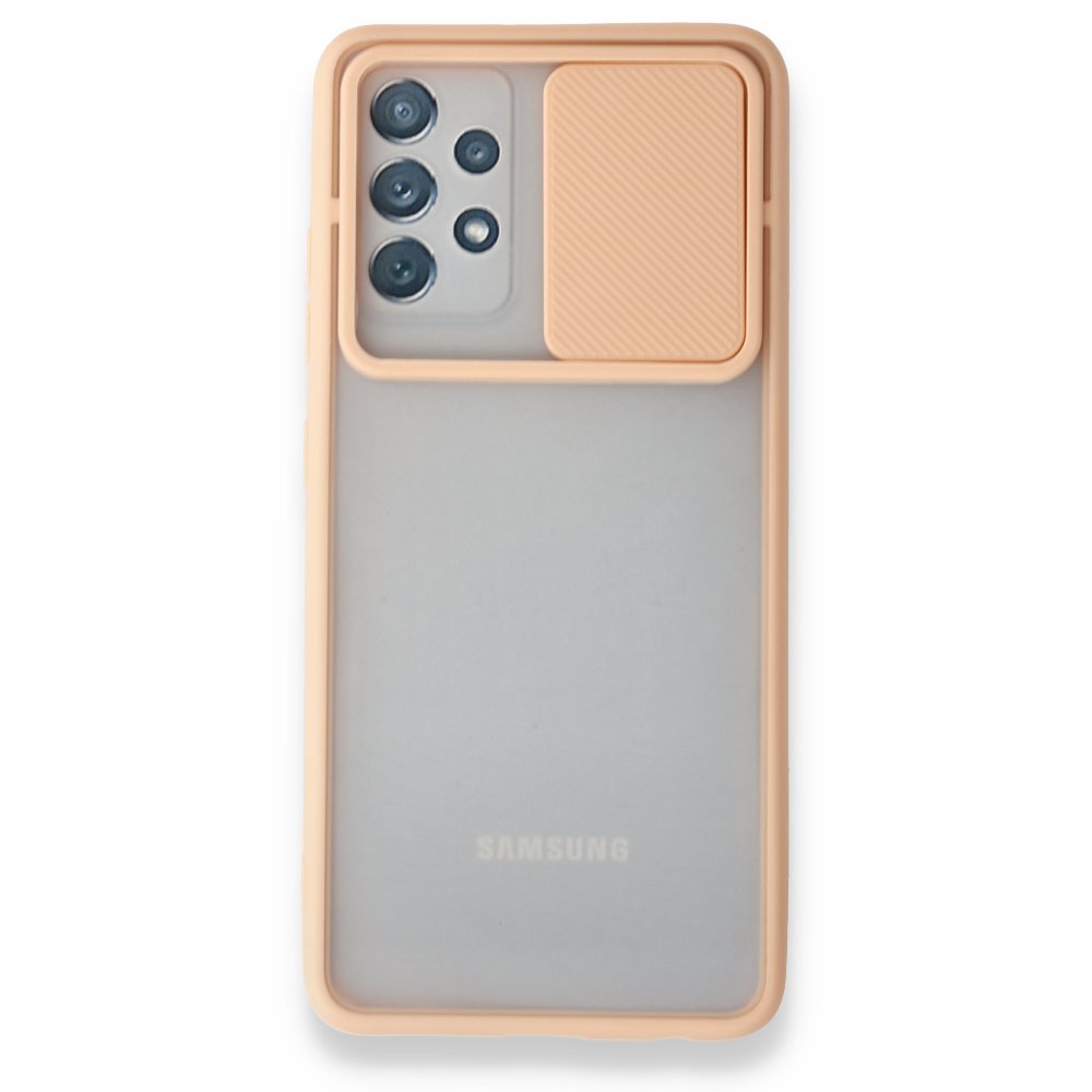 Newface Samsung Galaxy A32 Kılıf Palm Buzlu Kamera Sürgülü Silikon - Pembe